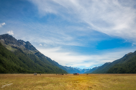 People visiting Elighton Valley in New Zealand.