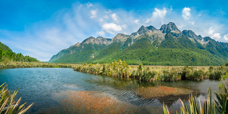 Mirror Lake Panorama in New Zealand