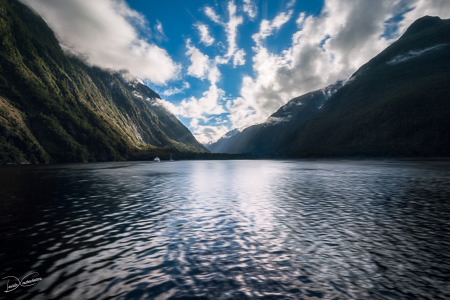 Dramatic clouds in the morning at Milford Sound