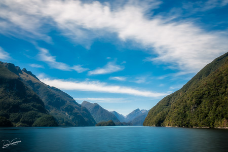 Mountain range spectacular at Doubtful Sound in New Zealand