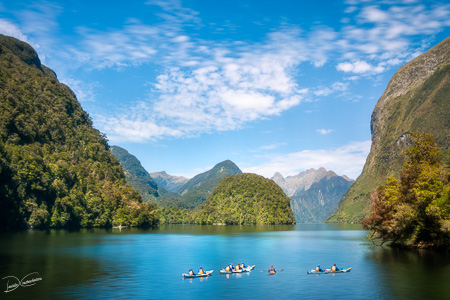 Unique experience kayaking into incredible scenery at Doubtful Sound